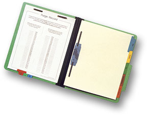 A grwy folder with white documents with a red tab at the bottom. Presumably, this is a used for one or many External Utilization Reviews