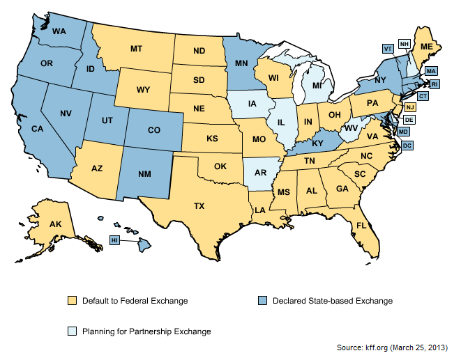 states that have elected exchanges as of 03252013