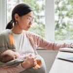 Woman working during maternity leave