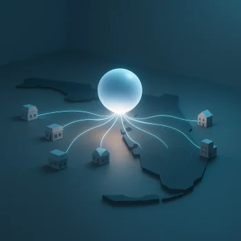 Animation of state of Florida with centralized electronic bulb sending to houses.